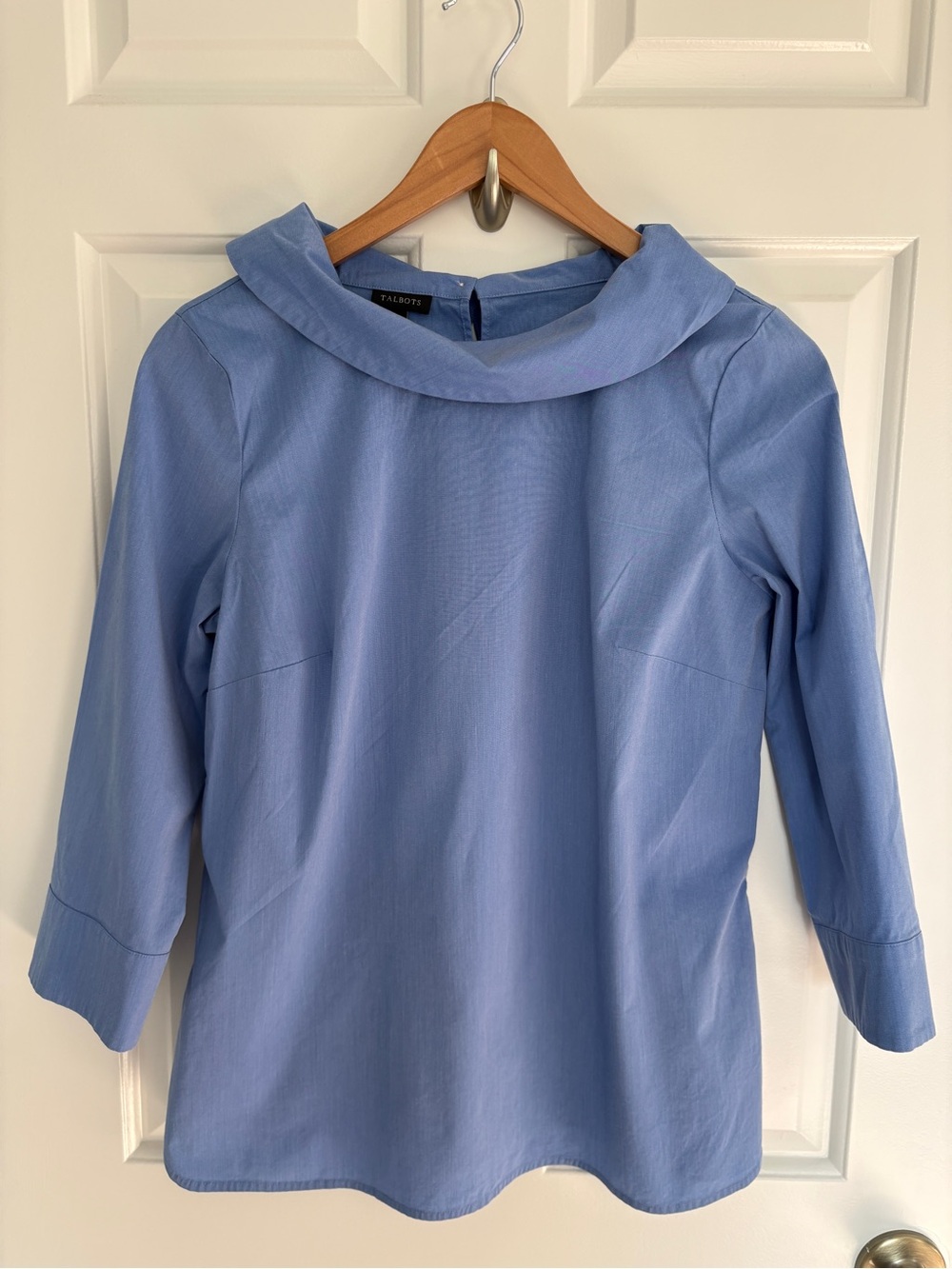 Talbots Light Blue Small Cotton Blend Top with Sailor Collar